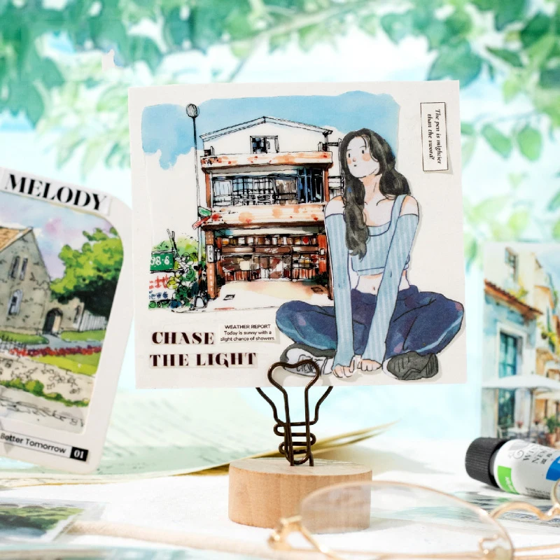 Nordic Thoughts Series Vintage City Street Landscape PET Sticker Creative DIY Journal Material Collage Stationery