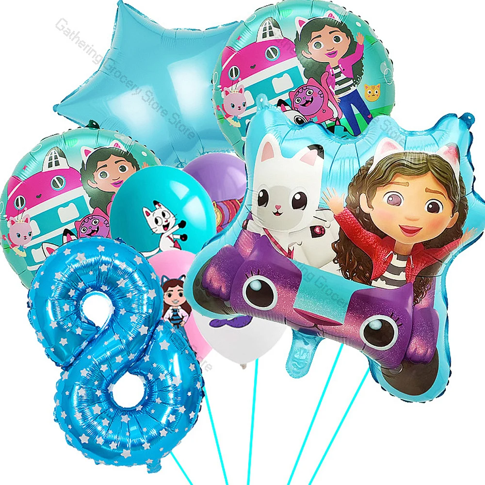 

Gabbyed Dollhouse Cartoon Blue 1-9th Number Balloon Girl Birthday Party Decoration Baby Shower Supplies Kid Toy Gift Globos Sets