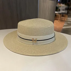 Summer New French Flat Top Straw Hat Summer Beach Hat Big Brim Shade Straw Hat Retro Hat Men And Women Universal Sun Hat