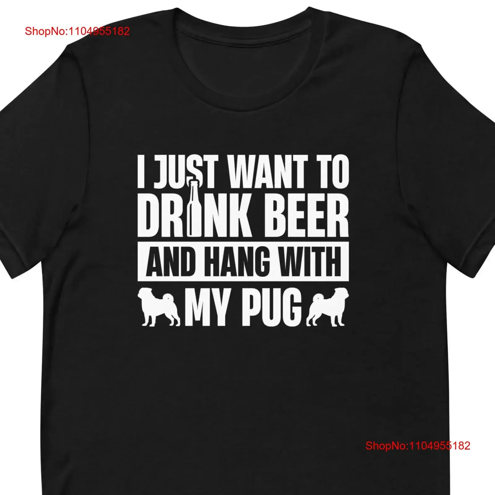 

Pug T Shirt Beer Dog Lover Owner T1737 vintage Washed designer clothes streetwear graphic Stretched Breathable homme Versatile