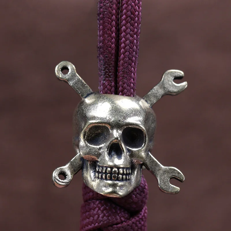 Wrench Skull Head Brass Knife Beads EDC DIY Paracord Woven Bracelets Lanyard Pendants Accessories Outdoor Tool Hangings Charms ﻿