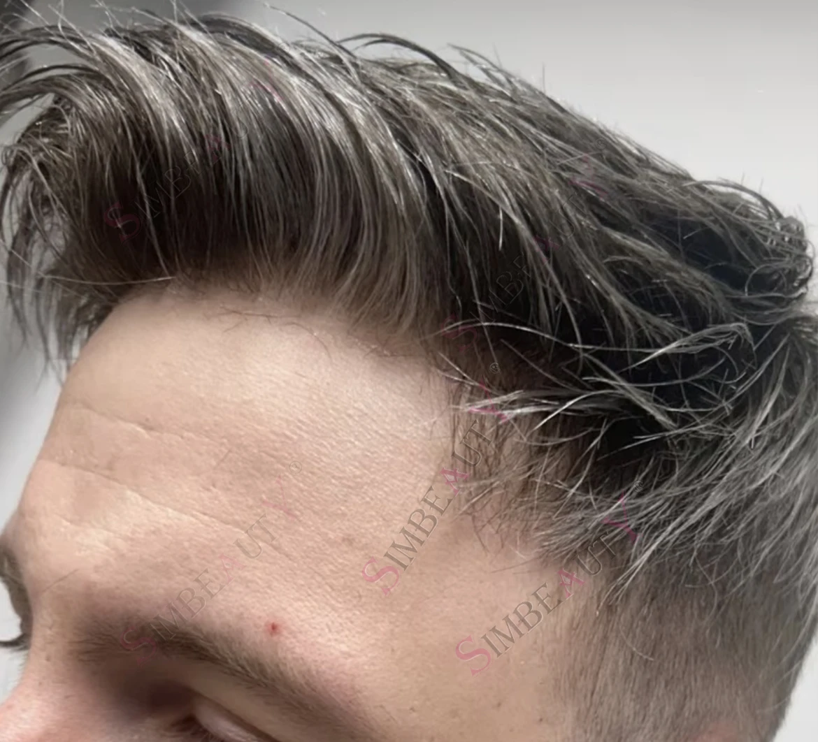 

Темно-коричневый блондин для мужчин, 100% человеческие волосы, мужской парик, необнаружимый, супер тонкая кожа, 30 мм, волна/прямые, натуральные волосы, парик, протез