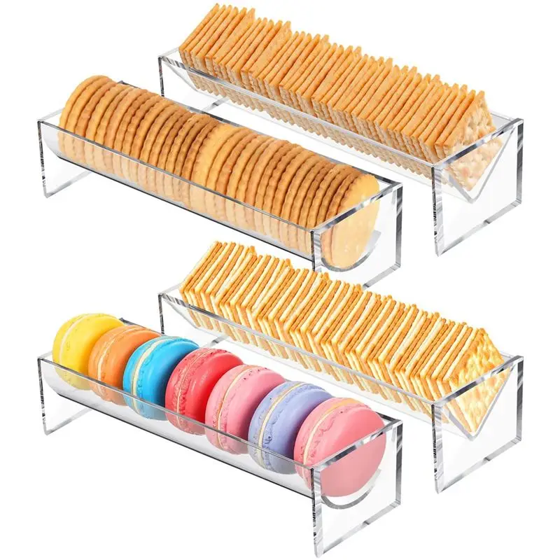 MALL 4 Pieces Clear Cracker Tray for Serving Rectangular Cracker Holder Acrylic Serving Tray Food Display Stands for Party