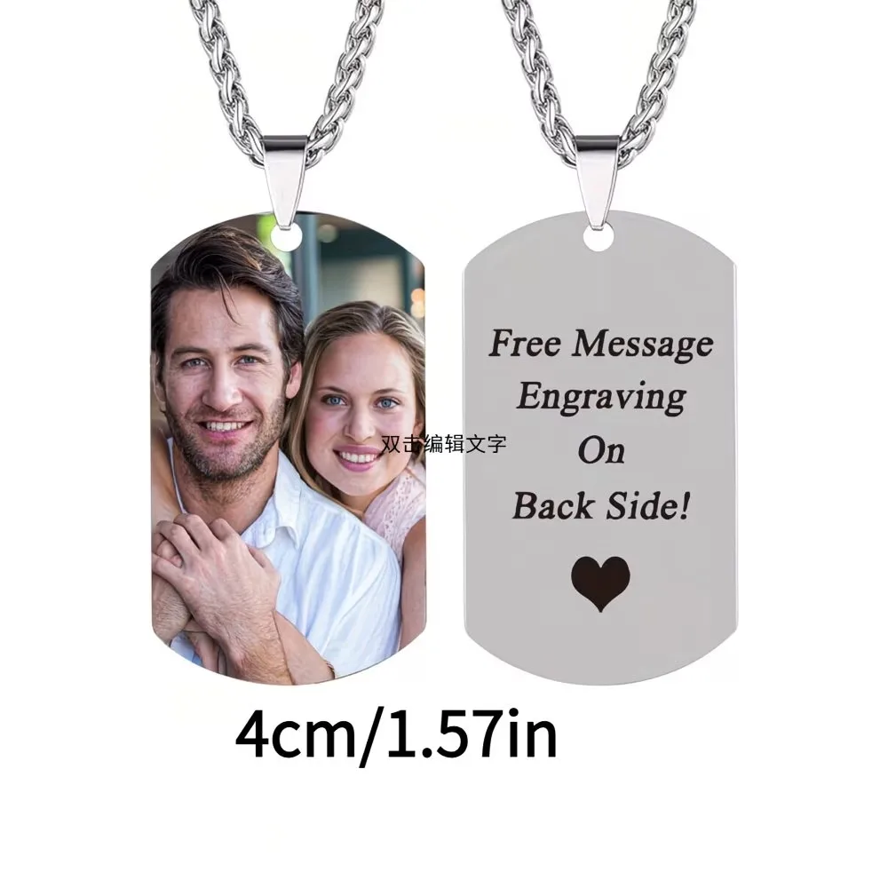 Custom Sunflower Buckle Flower Basket Chain Personalized Custom Photo Necklace, 304 304 Stainless Steel Dog Tag Steel Color