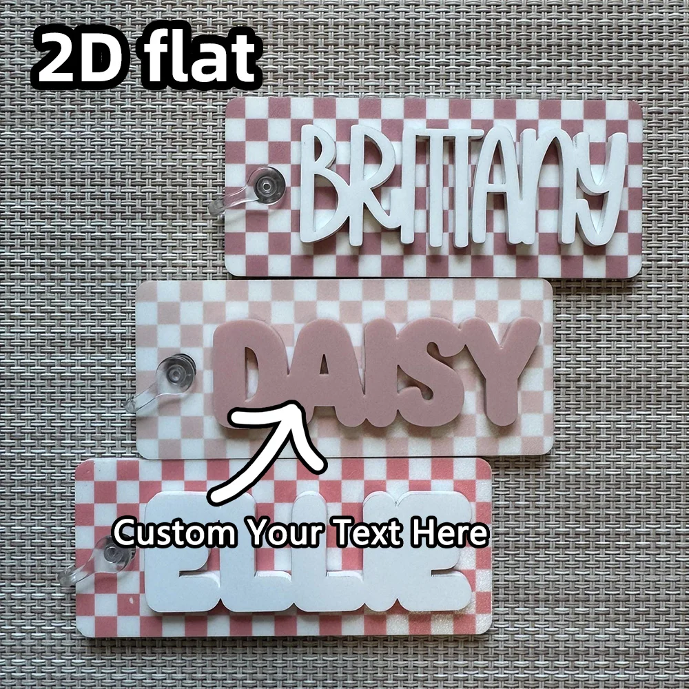 Custom Checkered Bag Tag Single Item, Personalized Bag Keychain, Diaper Bag Tag, Gym Bag Name Tag, Cheer Bag Accessory Gift