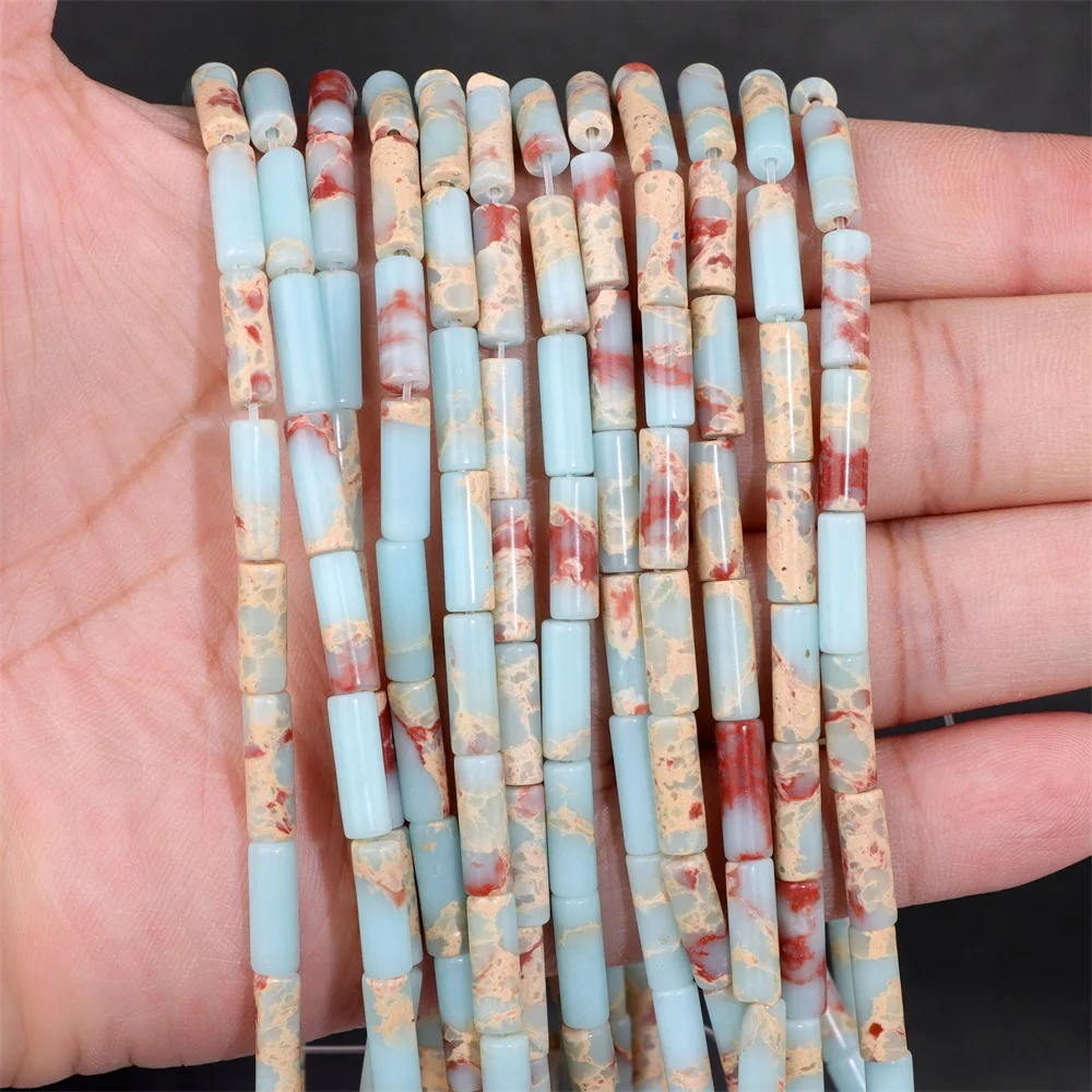 Natural Cylinder Stone Bead 4x13mm Colorful Emperor Jaspers Quartzs Tube Charms Beads For Jewelry Making Diy Bracelets Necklace