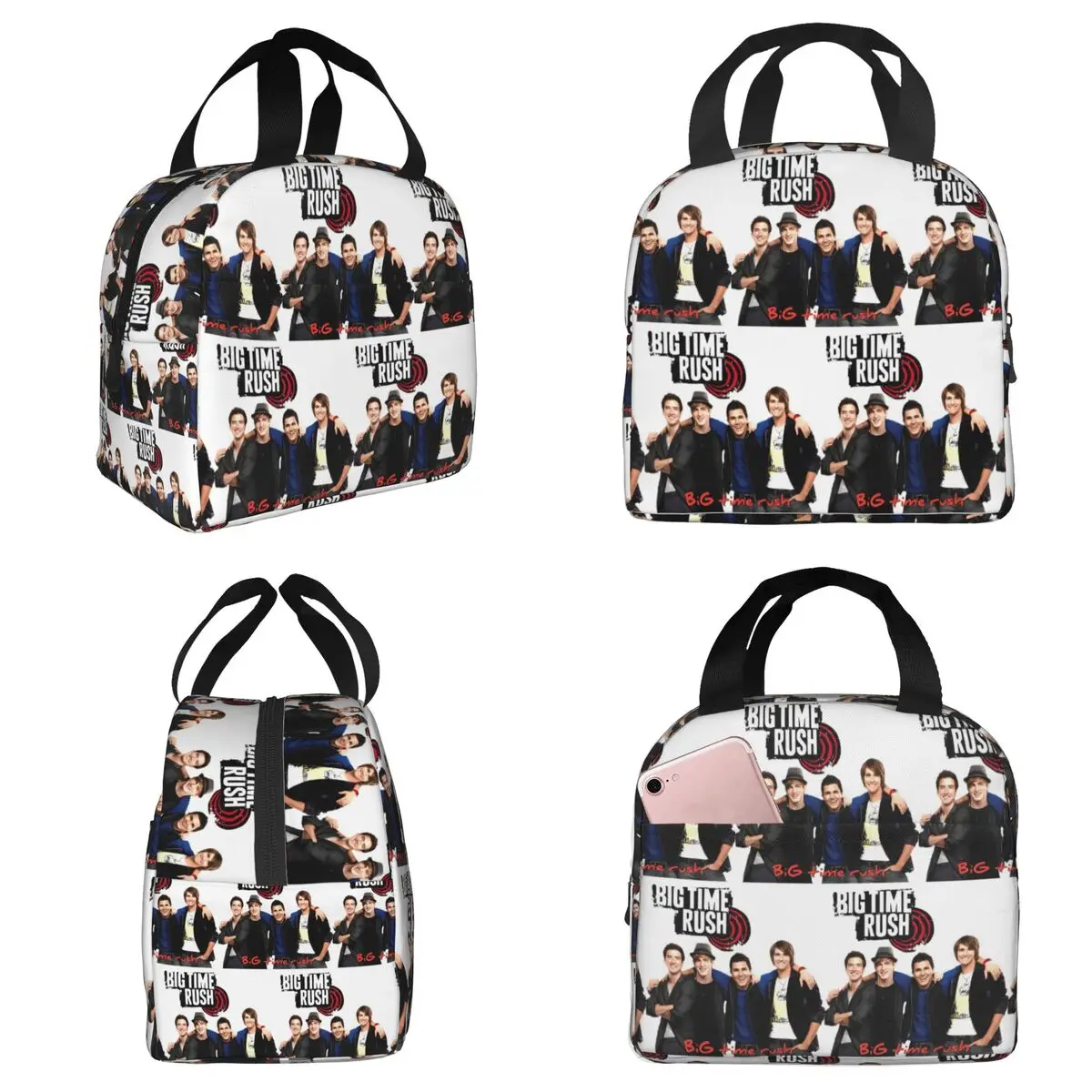 Bolsa térmica para el almuerzo con logotipo de la gira de la banda musical Big Time Rush, para mujer, para oficina, caja térmica para alimentos, contenedor para loncheras