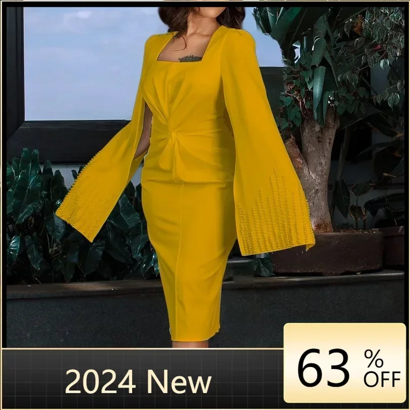 

African Dresses for Women Summer Fashion African Women Red White Yellow Polyester Knee-length Dress African Clothes Women