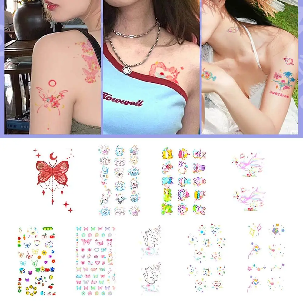 Schattige Tijdelijke Tatoeages Gezicht Tattoo Vlinder Ins Stijl Make-Up Gezicht Stickers Gezicht Sticker Langdurige Tattoo Sticker Meisjes