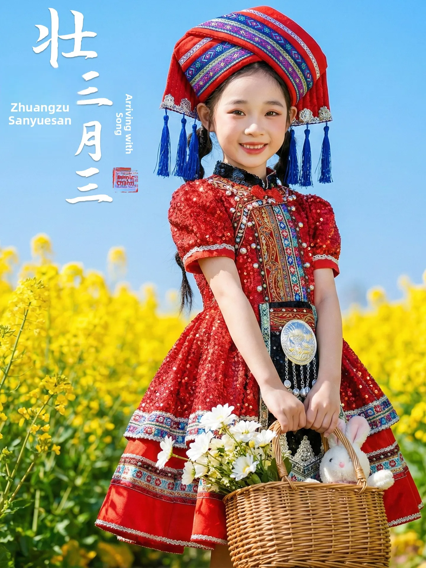 

New Children's National Costume Ethnic up Miao Ethnic up Guangxi Zhuang Embroidery Girls' Clothing Traditional Ethni...