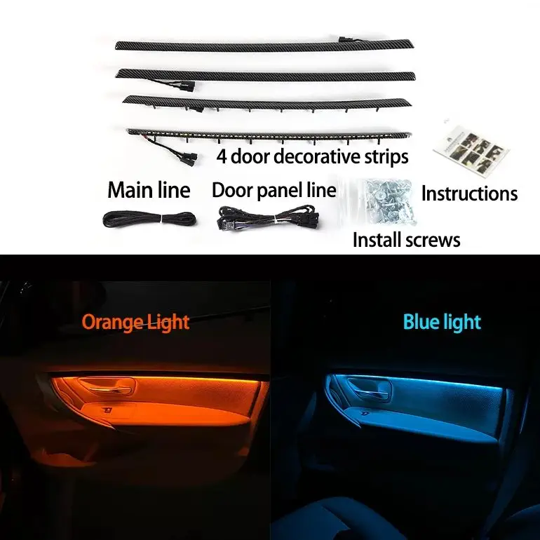 

Plug and Play LED 2 Colors Blue and Orange Interior 4 Car Door Ambient Light for BMW 3series F30 F31