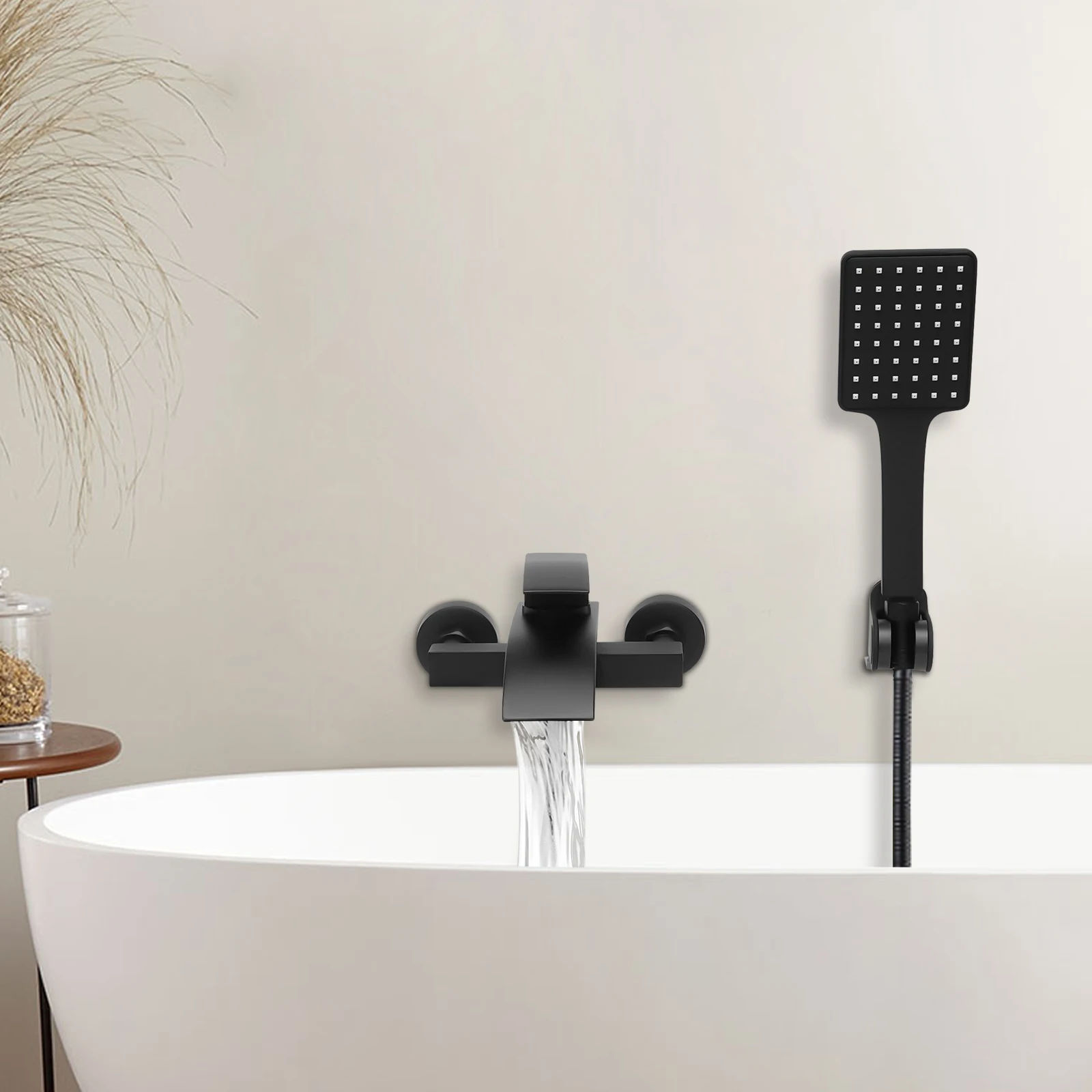 Black Modern Bathtub Faucet Waterfall Bath Mixer Faucet