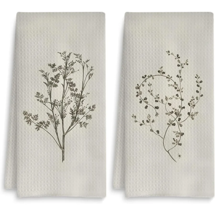 

Винтажные кухонные полотенца с цветочным принтом, набор из 2-х посудочных полотенец с цветочным принтом в стиле ретро, чайные полотенца для кухни, винтажные полотенца для рук с полевыми цветами для ванной