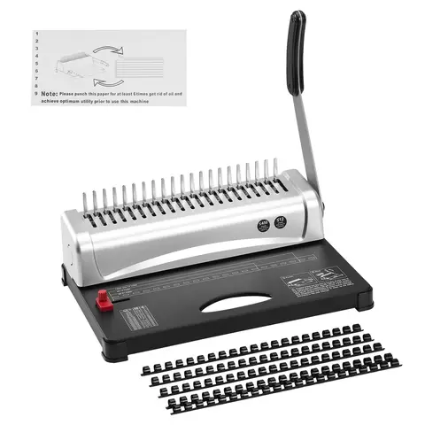 VEVOR Binding Machine Comb Binding Machine 21Holes Binding 450 Sheets Book Binder Machine with 100 PCS 3/8'' Binding Spines
