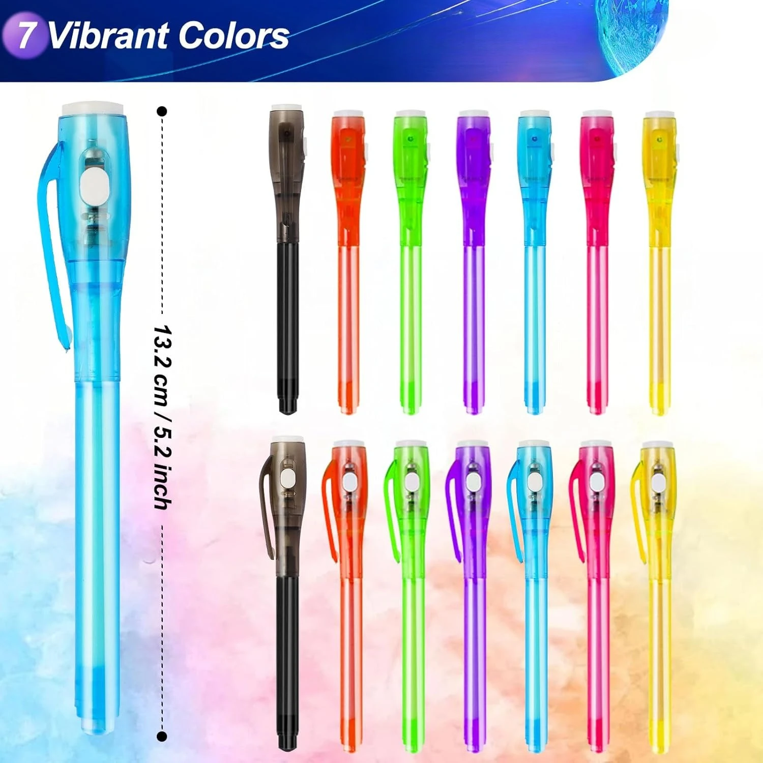 

14 шт., светящаяся световая ручка Magic Purple 2 в 1, УФ-черный свет, комбинированная ручка для рисования с невидимыми чернилами, обучающие развивающие игрушки для детей