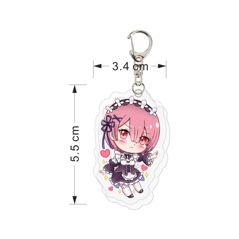 Anime Re:Zero Starting Life in Another World 6cm Acrylic Keychain Rem Ram Emilia Subaru Beatrice Felix Cute Chibi Figure Keyring