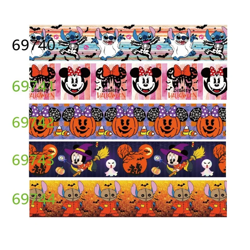 

10Yards Disney Halloween Grosgrain Ribbon Printed for Holiday Decoration Bows DIY Handmade Accessories Craft Materials