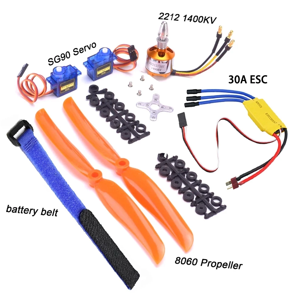 XXD A2212 2212 1400KV Bezszczotkowy silnik 30A ESC SG90 9G Micro Servo 8060 Zestaw śmigła do samolotu RC ze stałym skrzydłem