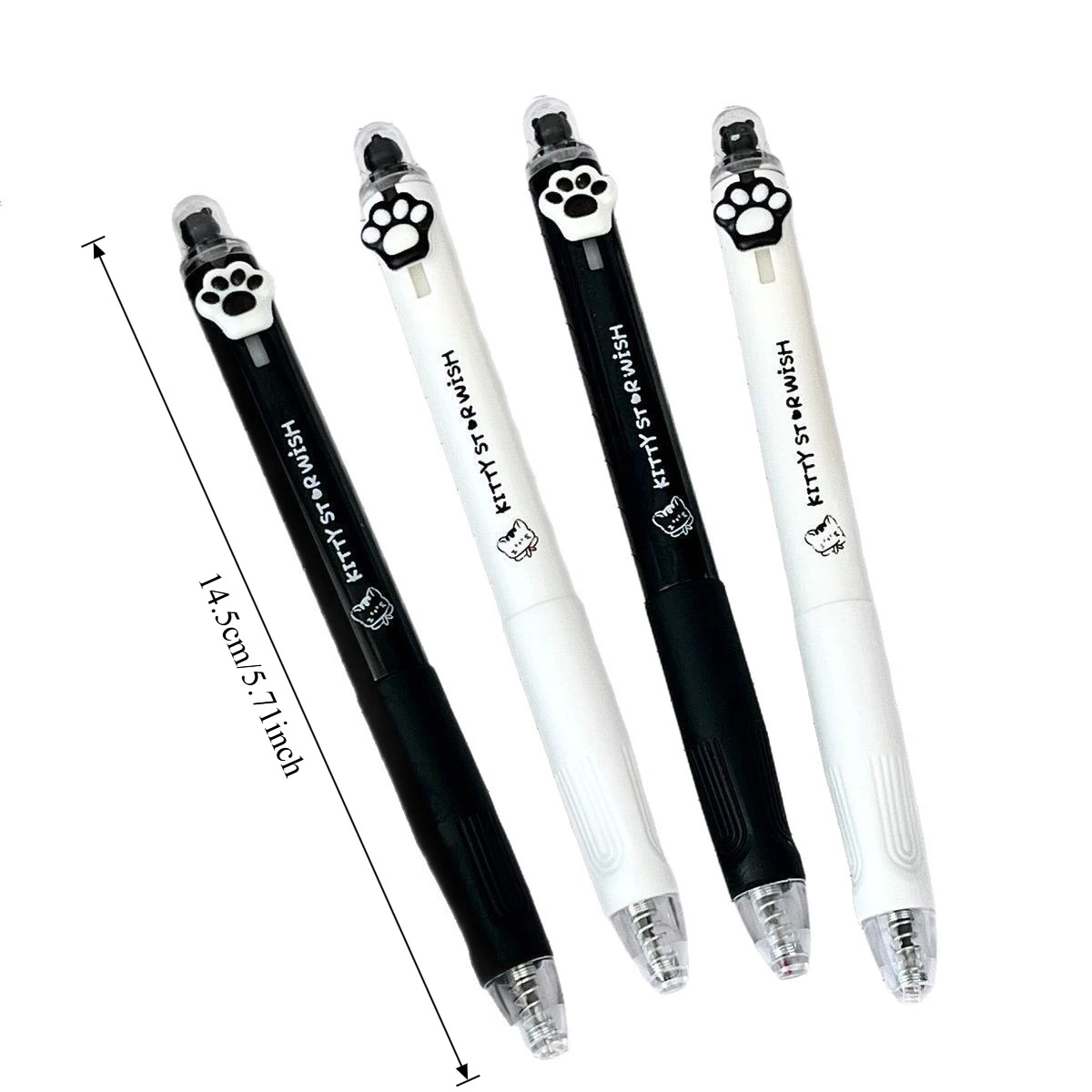 4-Pack Cat Paw Push-Button Neutral Pens, 0.5mm Ink, Quick-Dry Smooth Writing, Cute 3D Cat Design, Ideal for Students and Office