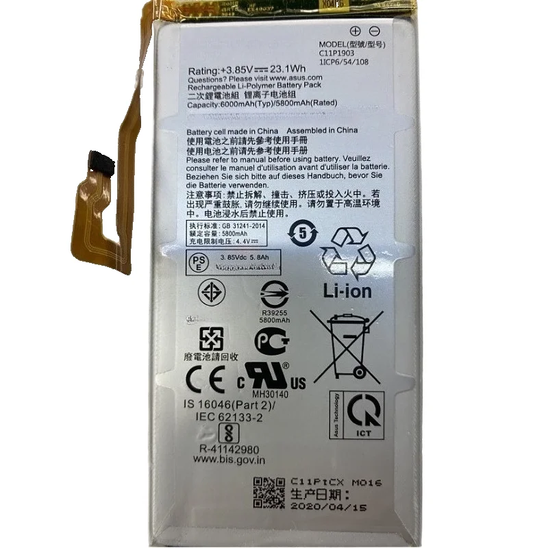 C11P1903 Battery 3.85V 6000mAh for ASUS ROG Phone 3 Mobile Phone High Quality Replacement Battery