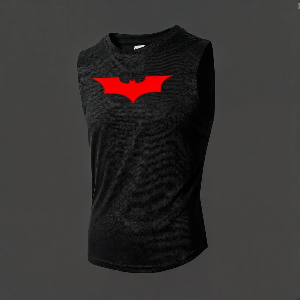 Bat Printed Men's Loose Sleeveless T-shirt Autumn inner wear Running T Shirt Gym Fitness Jogging Vest Male Casual Shirt Tops