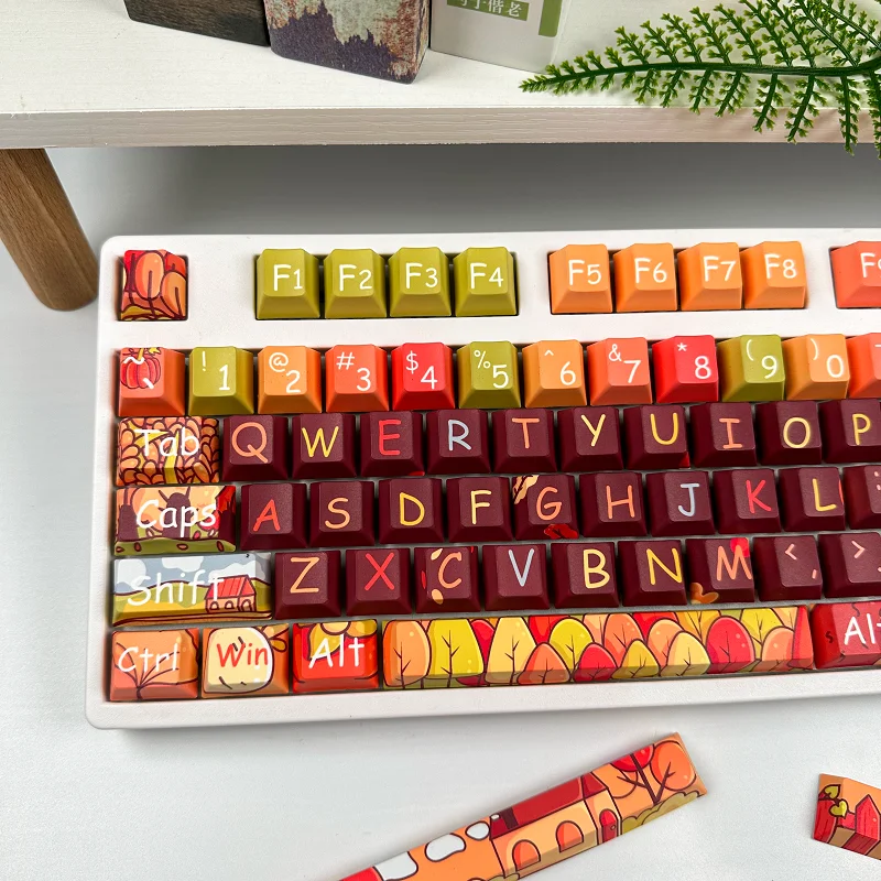 108 Keys Autumn Story Theme MOA Profile Keycaps Custom Key Caps Gaming Mechanical Keyboard MX Switches Keycaps Personalizada