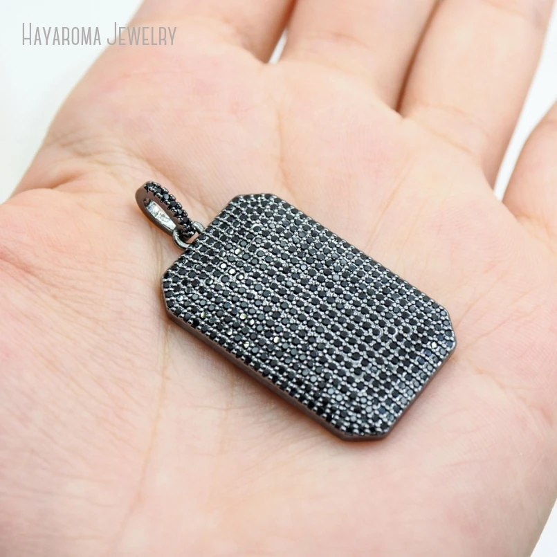 

5Pcs Geometric Rectangle Copper Black Gunmetal Plated Jewelry Metal Cubic Zirconia Invisible Setting Wholesale Pendant