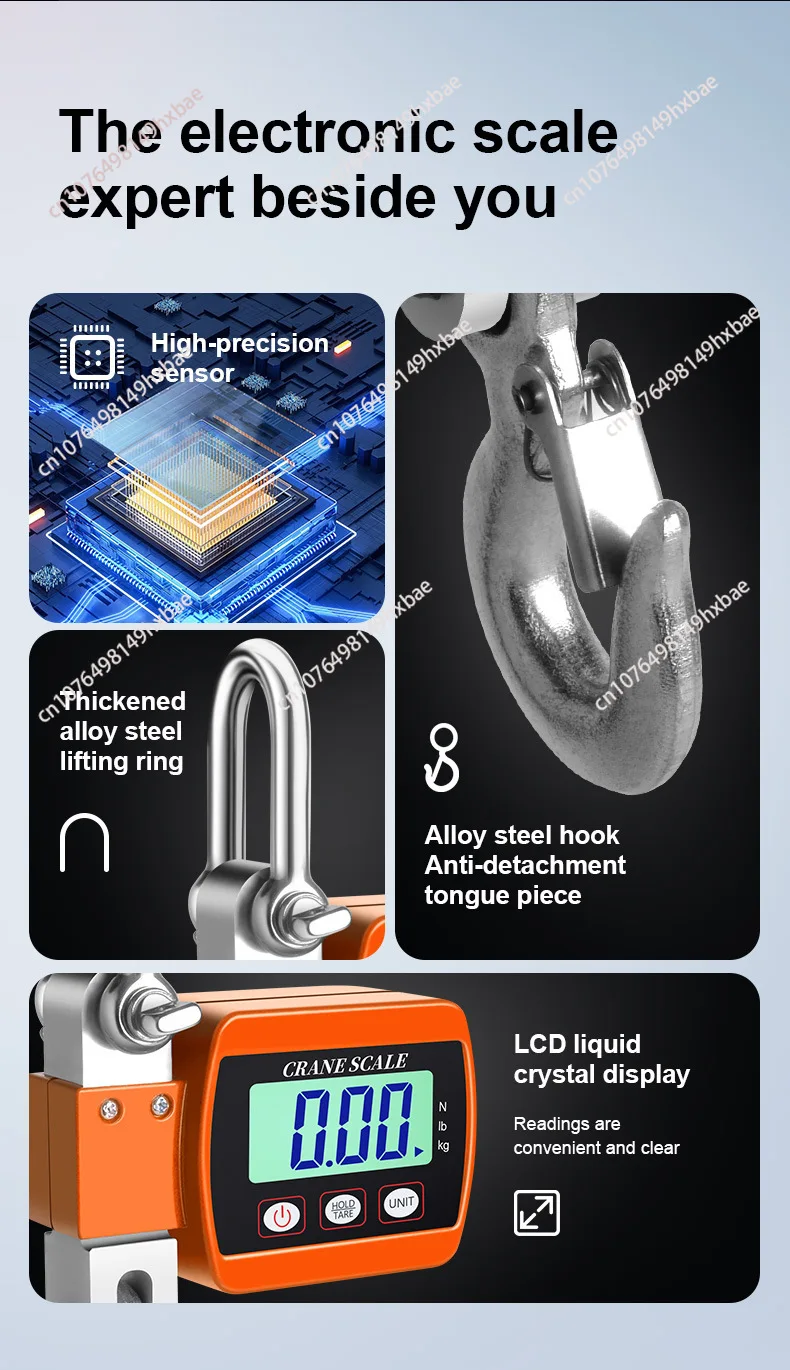 1500KG Remote Control Heavy Duty Alloy Steel Hook Weighing Tools 1.5T LCD Display Electronic Hanging Scale