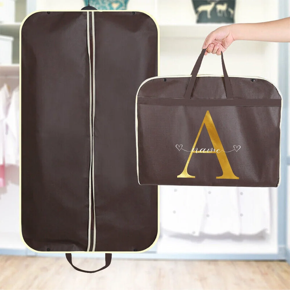 Customized Brown Non-woven Dust Cover Thickened Suit Jacket Protective Cover Wardrobe Storage Bag Fashionable Gold Letter Series