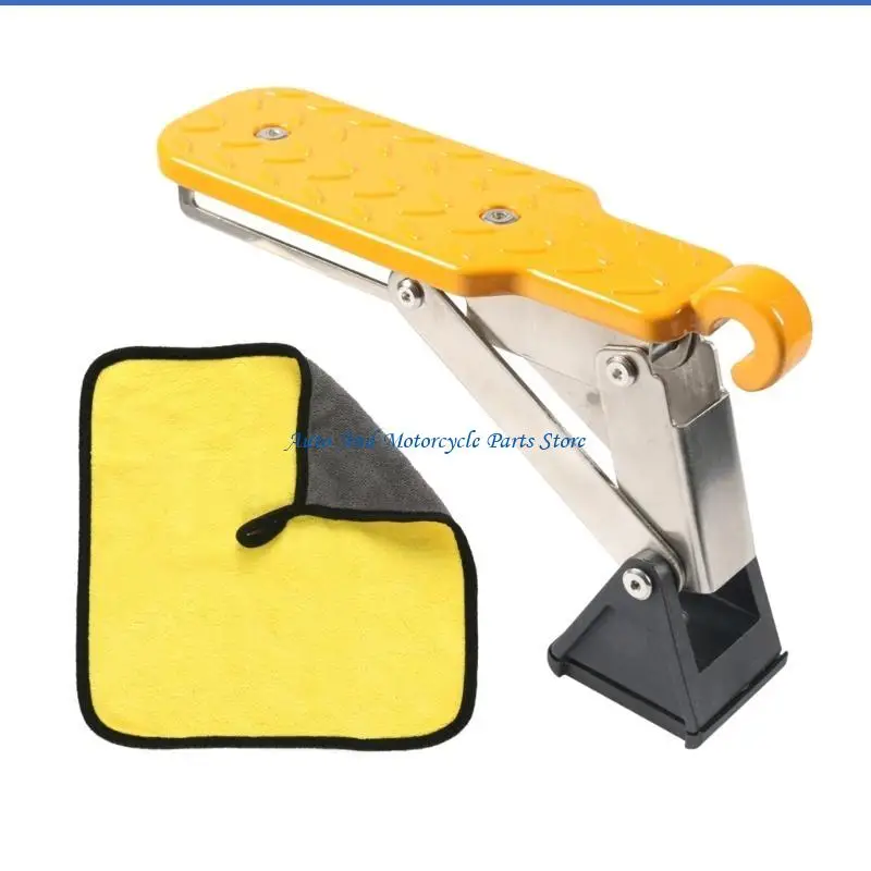P9FD Foldable Car Roof Rack Step Car Door Step  Latches Hook Auxiliary Walking Pedal