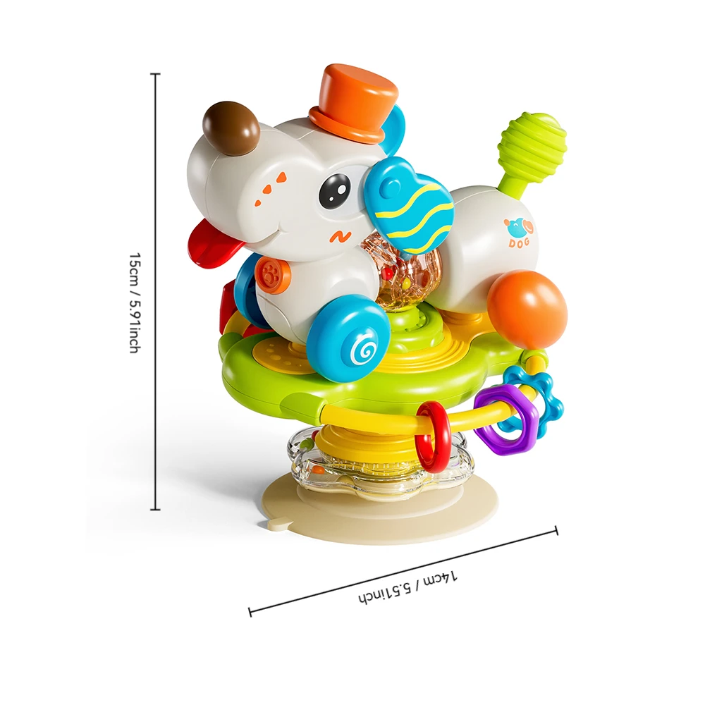 لعبة كرسي مرتفع للأطفال متعددة الوظائف - تصميم رائع للكلاب مع عجلة قيادة دوارة وكوب شفط، تعليمي وتفاعلي #2