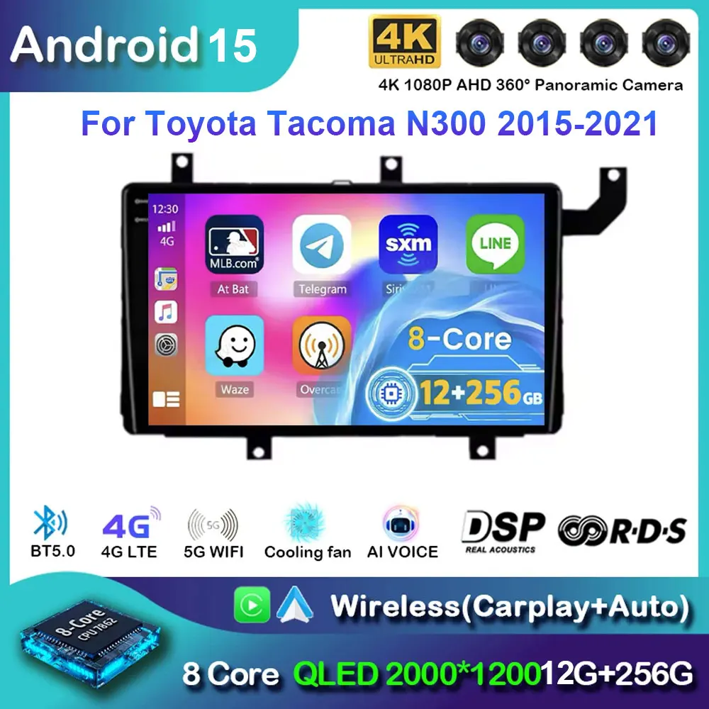 For Toyota Tacoma N300 2015-2021 Carplay Auto android 15 Car Radio Multimedia Video Player GPS Navigation Stereo Head Unit Audio