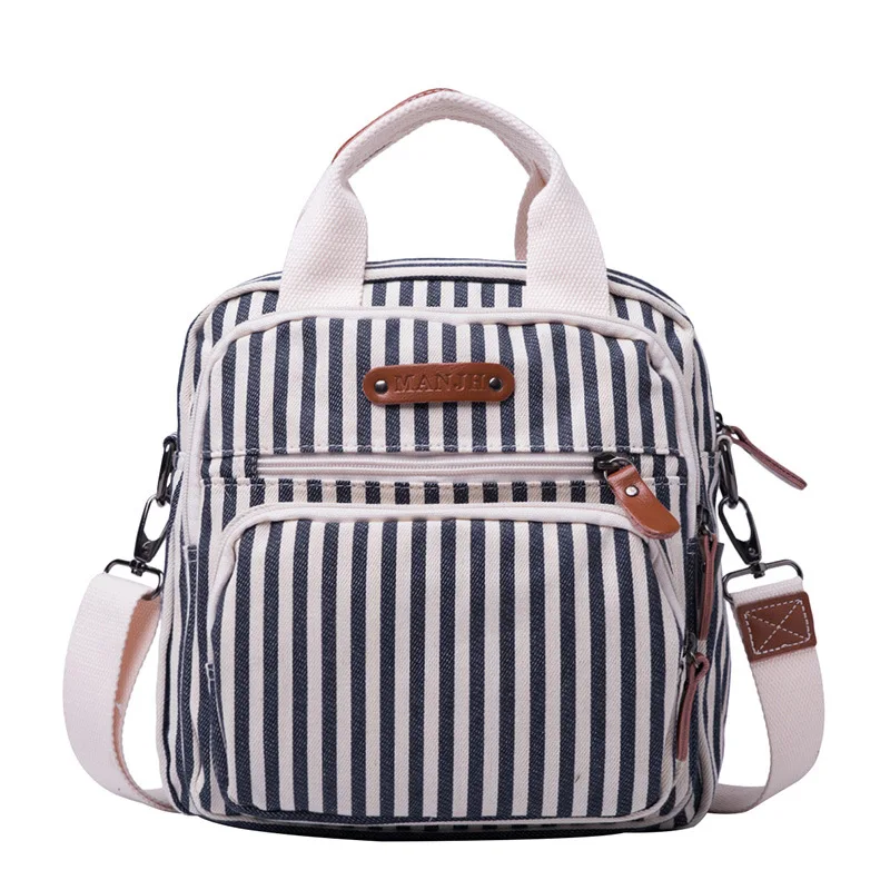 

Stripe Buckets Handbags Shoulder Bag Messenger Large Capacity Commuter Canvas Bag Girl Handbags