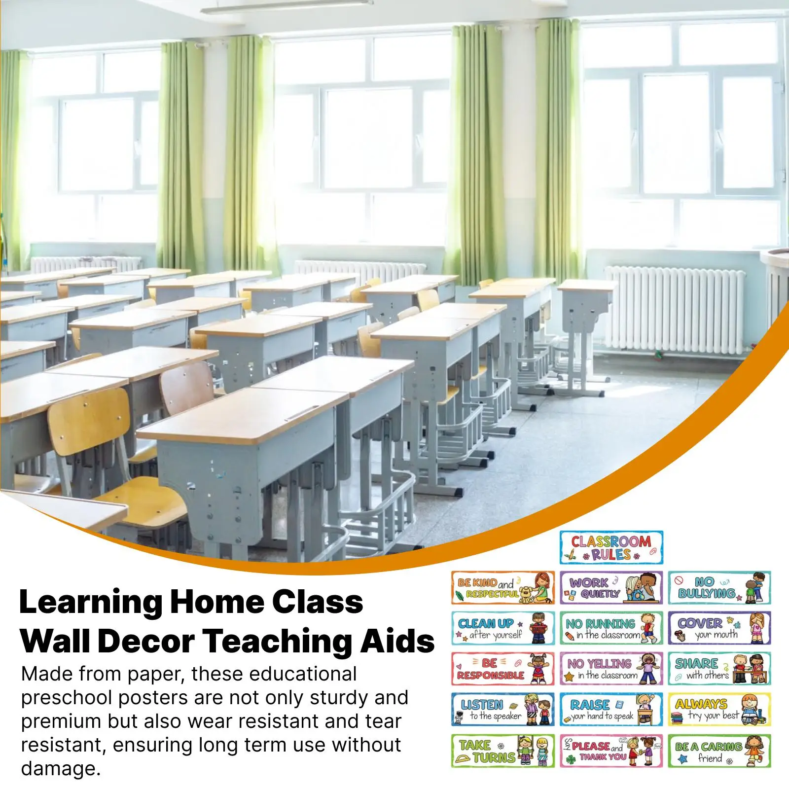 Learning Home Class Wall Decor Teaching Aids Multicolor Poster for Children Preschool Classroom