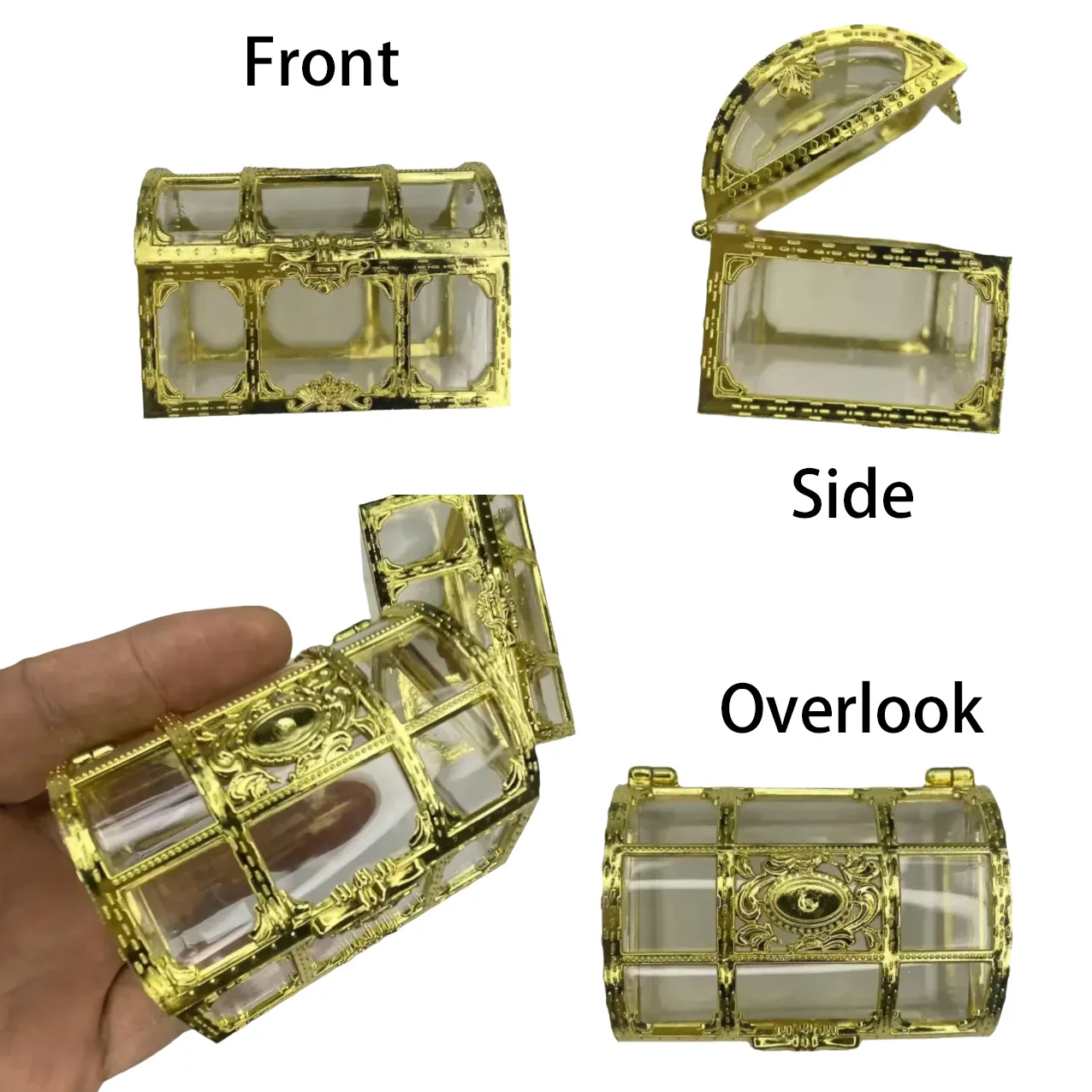 Handcrafted Box Vintage Treasure Chest Storage Box Transparent Pirate Candy Jewelry Display Box for Wedding Party Birthday