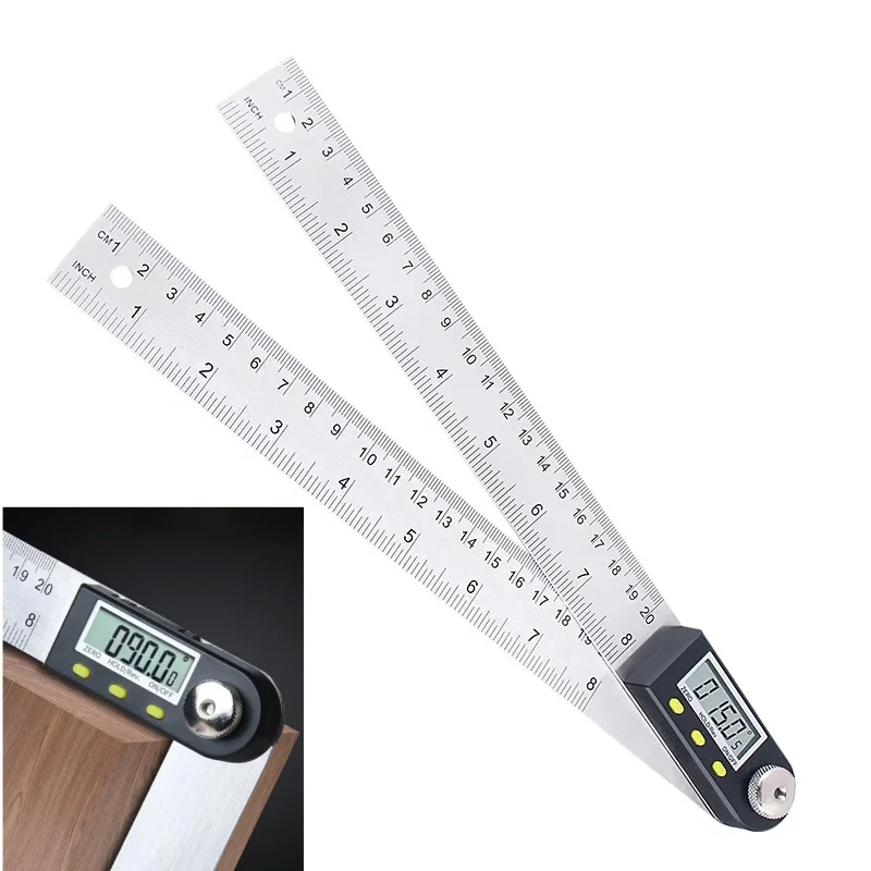 200mm Digital Protractor Inclinometer Electronic Angle Gauge Stainless Steel Angle Ruler Goniometer Electronic 360° Protractors