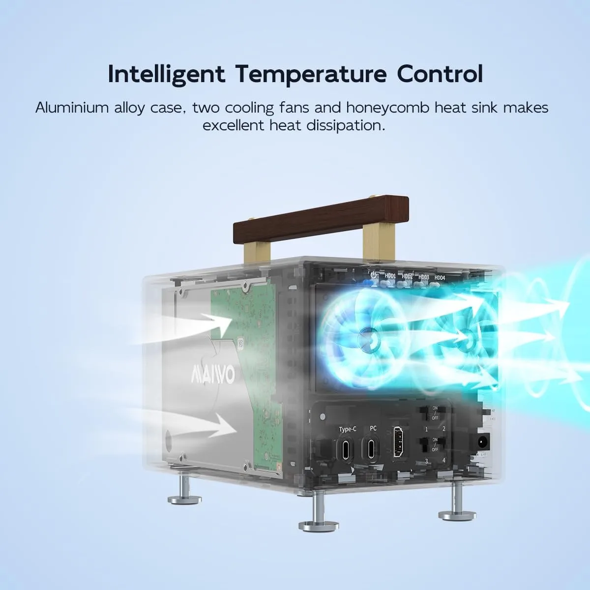 MAIWO 4 Bay Hard Drive Enclosure for 3.5 Inch SATA HDD with SATA III Chipset USB3.2 Gen2 10Gbps Support HDTV/Type-C Extension