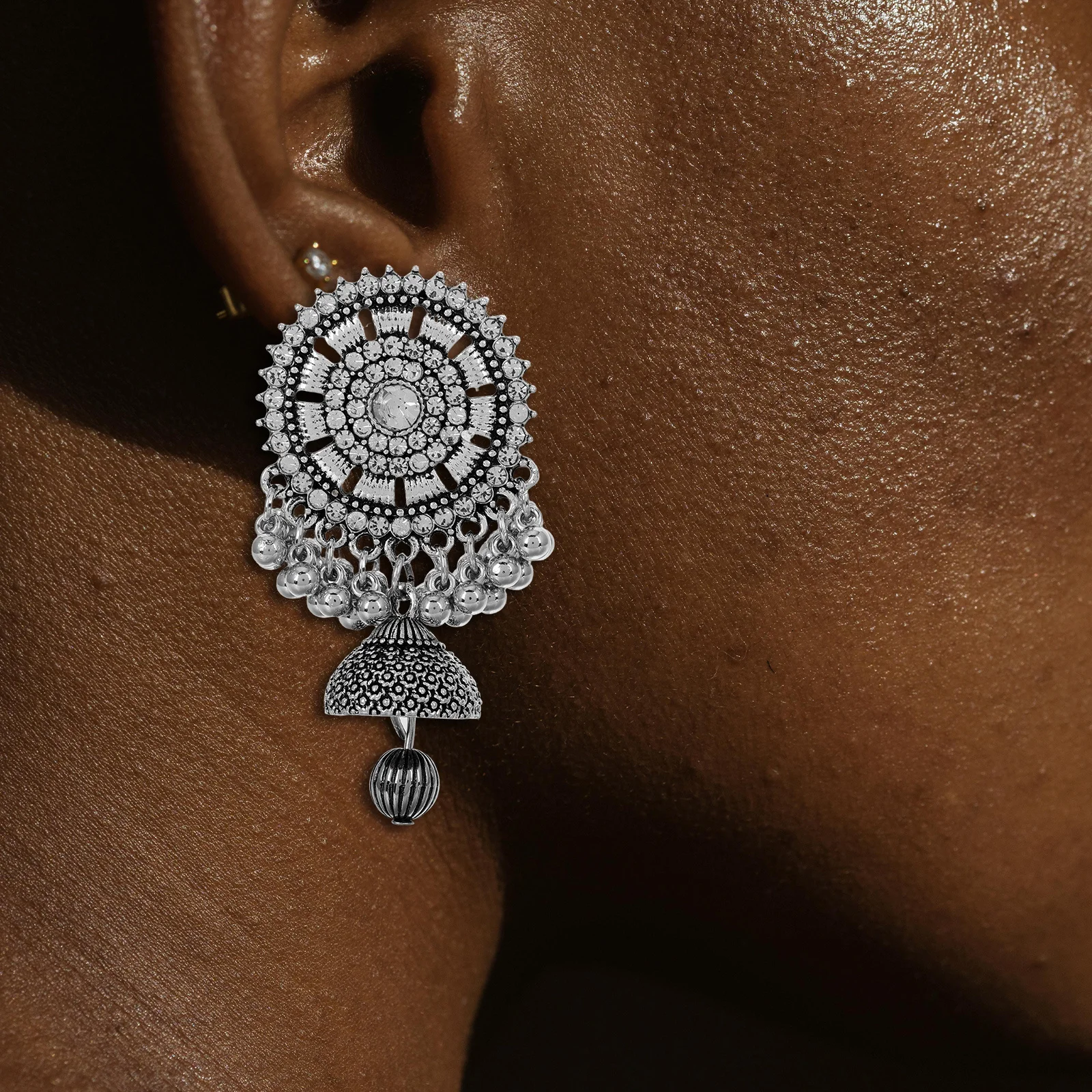 

1Pair Silver Vintage Boho Earrings Ethnic Statement Jewelry Lightweight for Women Wedding Party Daily Wear