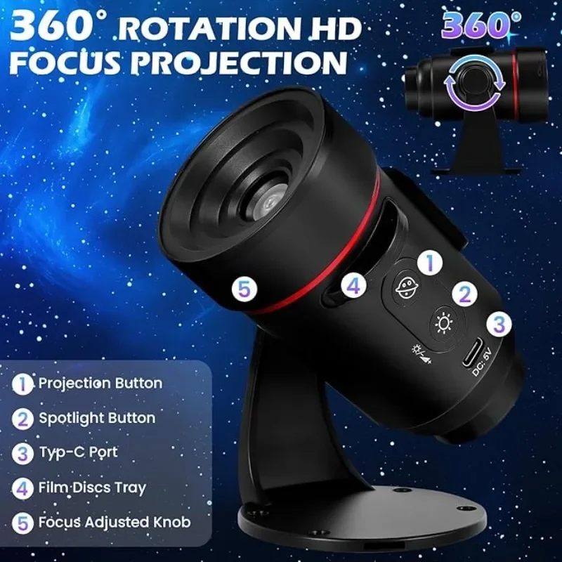 Telescopio de ensueño dinámico cielo estrellado proyección luz dormitorio cielo estrellado atmósfera superior luz regalo de Navidad