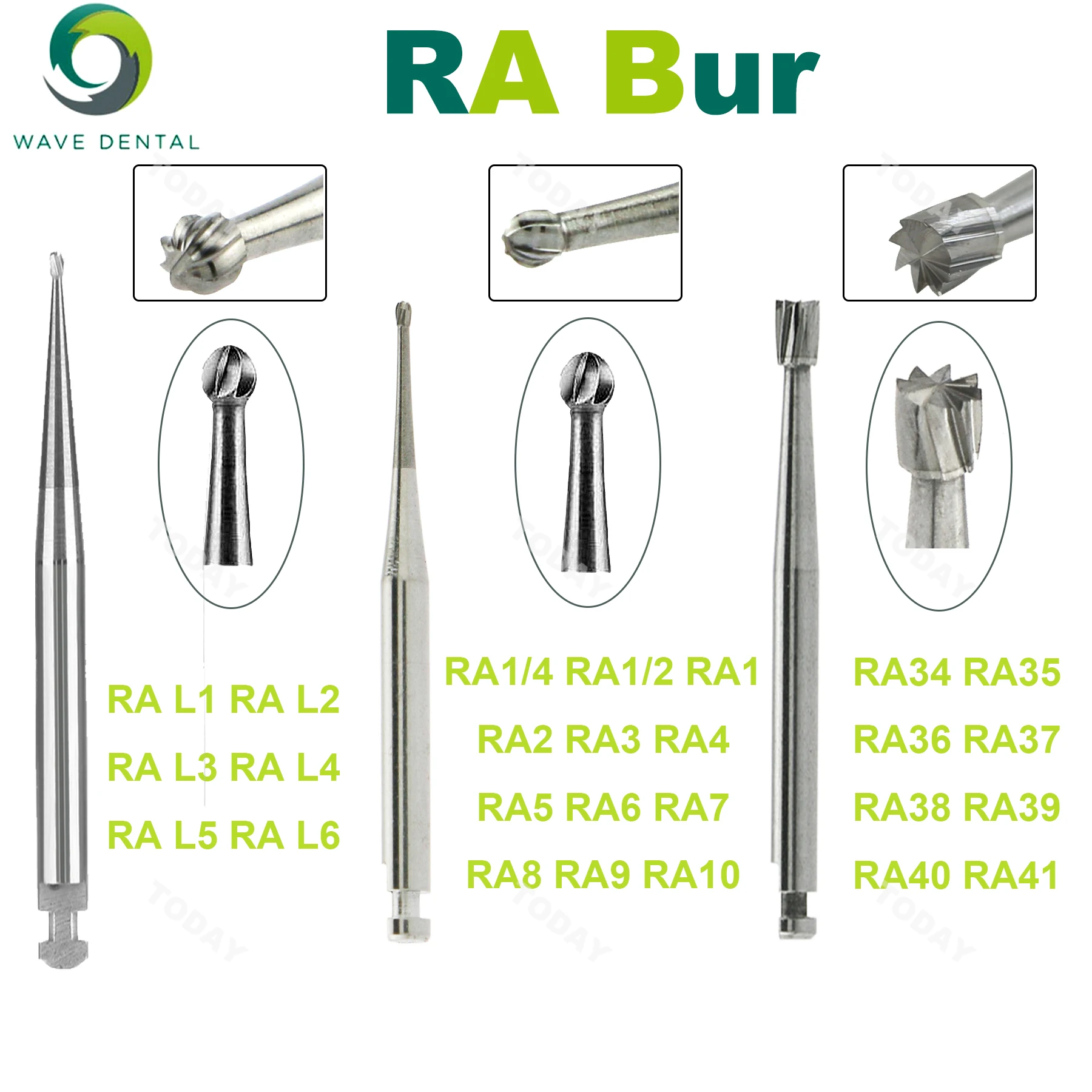 

WAVE Dental Bur Tungsten Carbide Burs Round Head Dentistry Strawberries For Low Speed Contra Angle Handpiece Dia.2.35mm