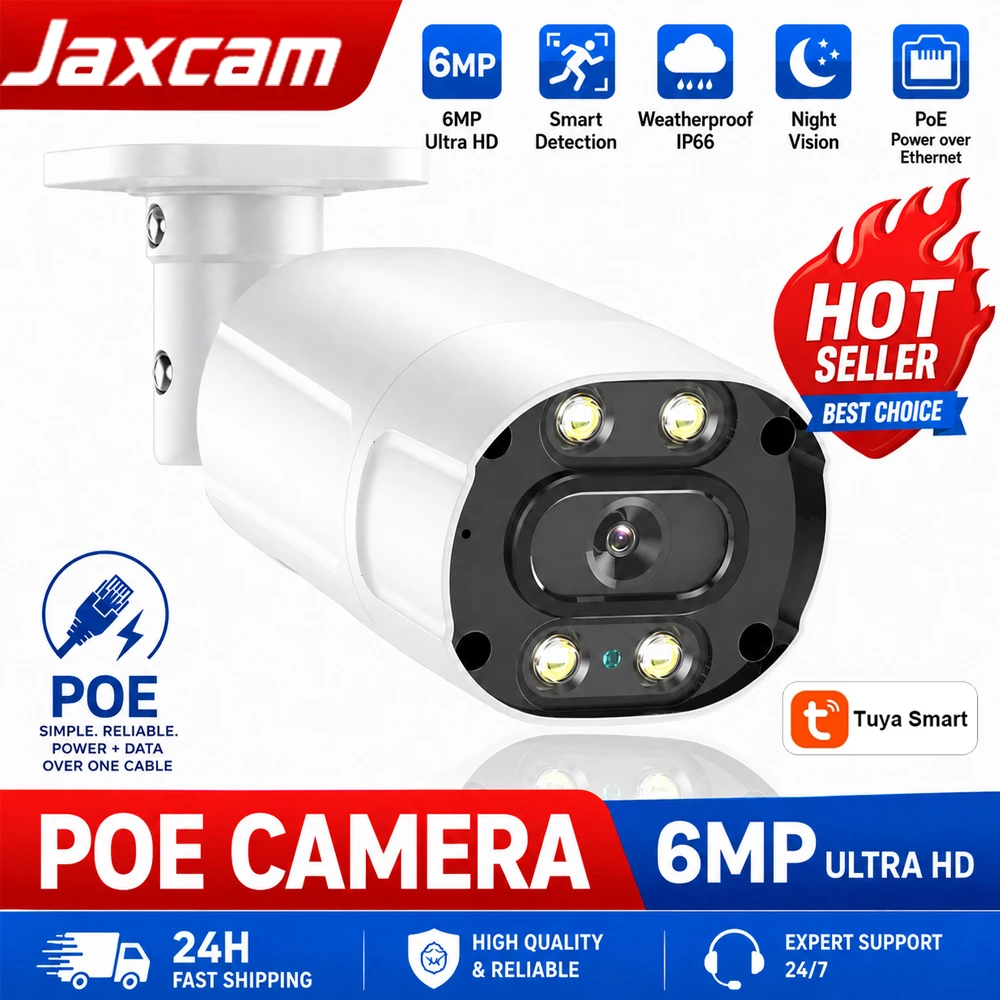 8MP HD POE Bullet IP Camera Tuya Smart Smart Motion Detection IP66 Weatherproof Outdoor Night Vision Security Surveillance Cam