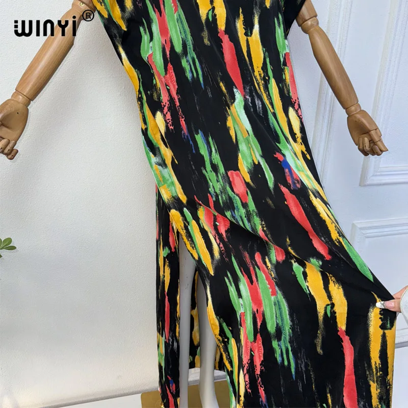 WINYI high quality print Africa dress Dubai Muslim Dashiki Caftan holiday Design fashion evening dress party abayas for women 3
