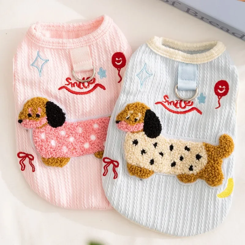 Cute Sausage Pet Dog Clothes Tank Top Summer New Dog T-shirt Can Tow Puppy Clothes Pet Supplies Teddy Bear Sleeveless Clothing