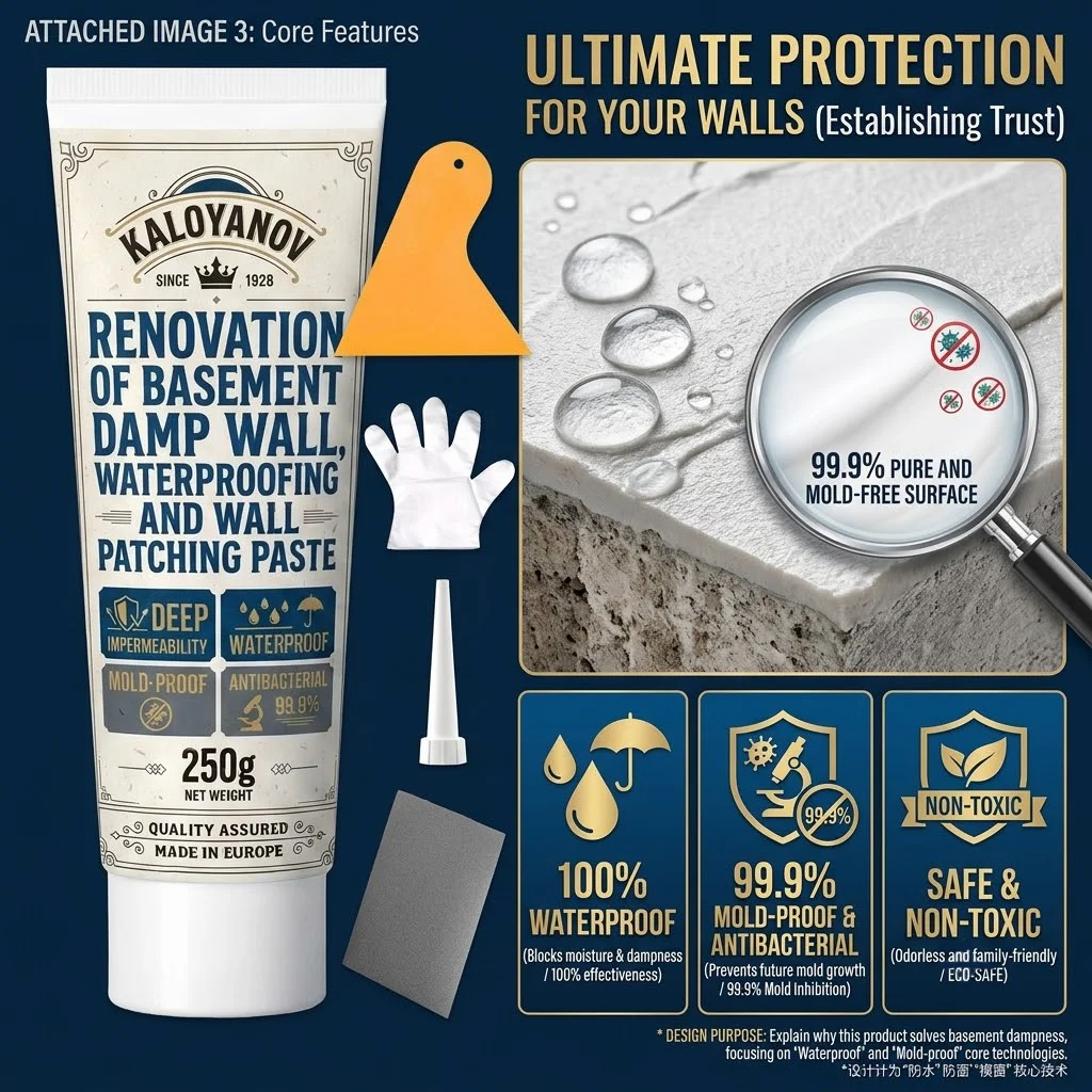 Basement Damp Proof Wall Repair Paste Waterproof Anti-Mold Peeling Fix Plaster Renovating Cream Crack Hole Mending Ointment