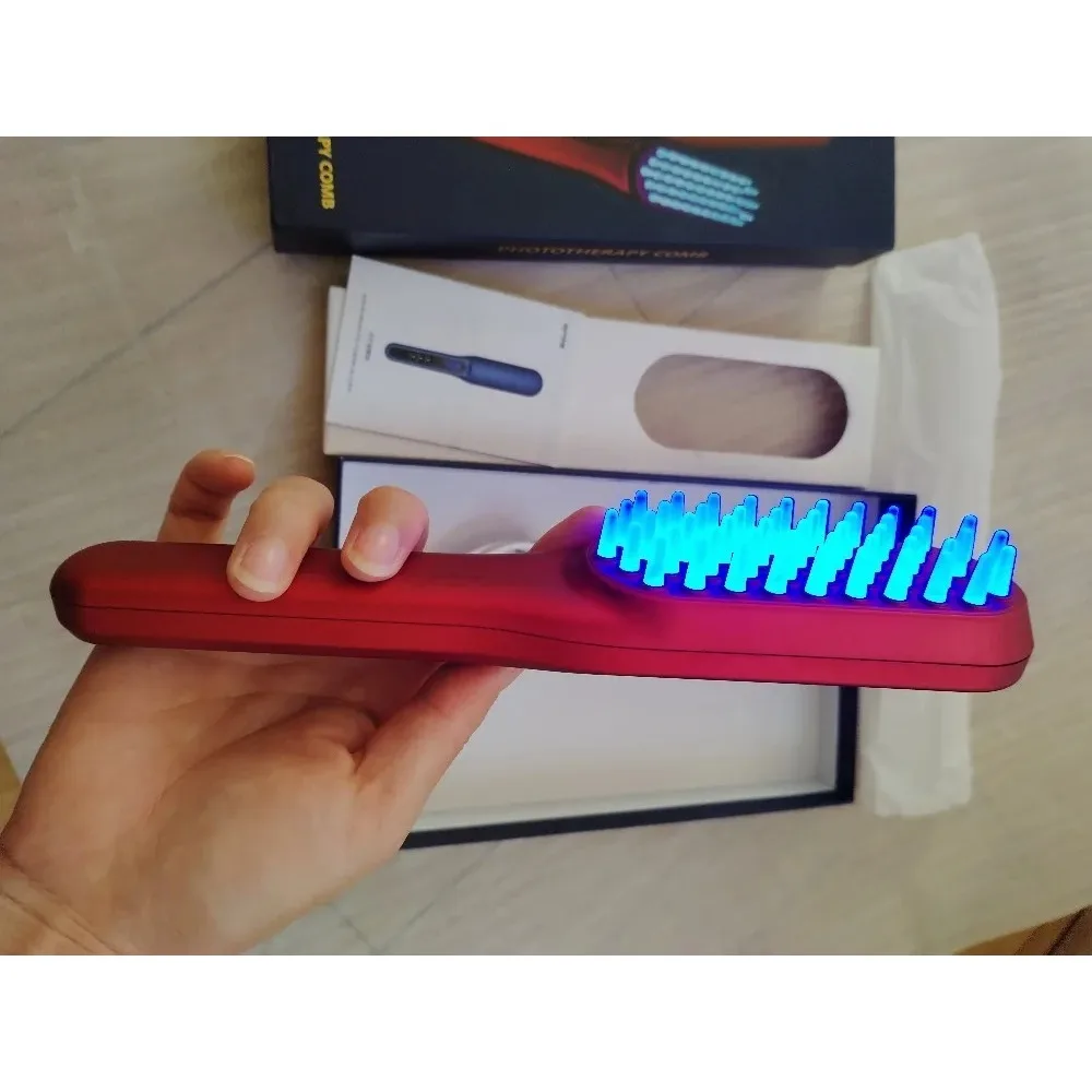 Electric Vibration Massage Comb Blue and Red Light Hair Growth Massage Hair Brush Anti Hair Loss Phototherapy Electric Combs