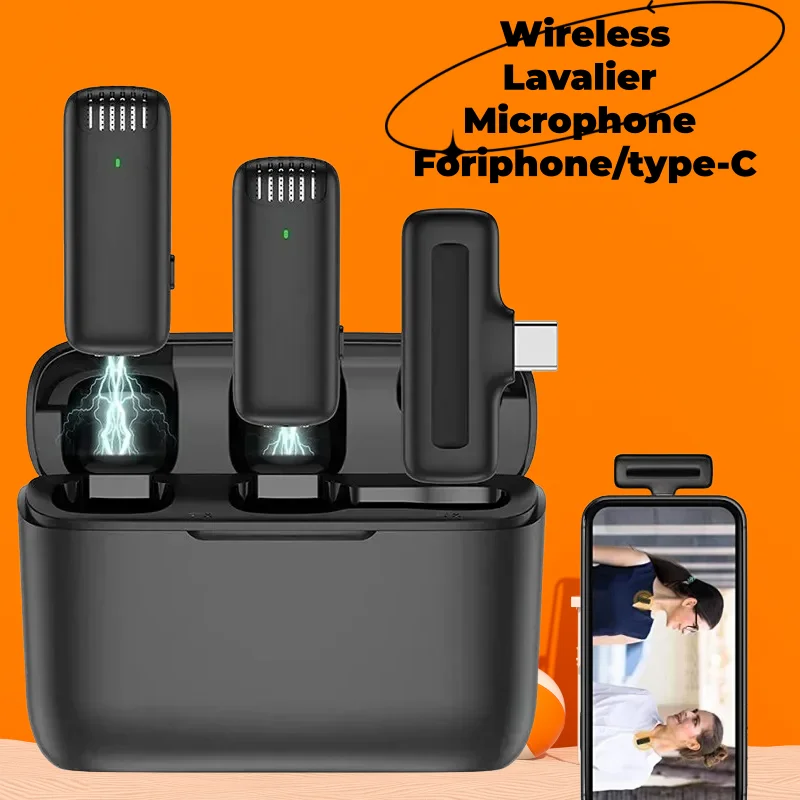 2in1 K30 Wireless Lavalier Microphone Charging Case Mic Portable Video Recording for iPhone Android Notebook Live Gaming Mic