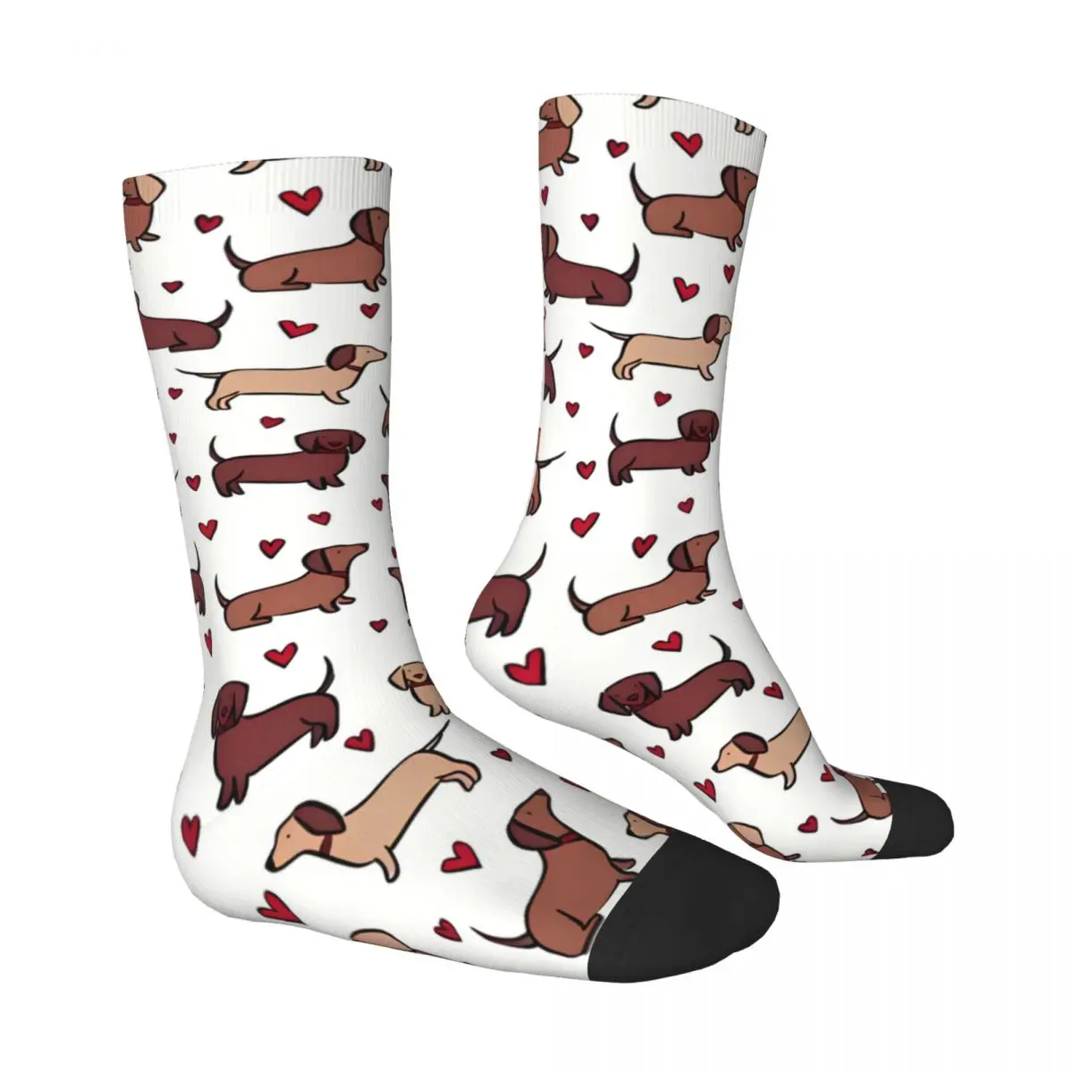 Love Happy Funny Dachshund Socks Male Mens Women Autumn Stockings Printed