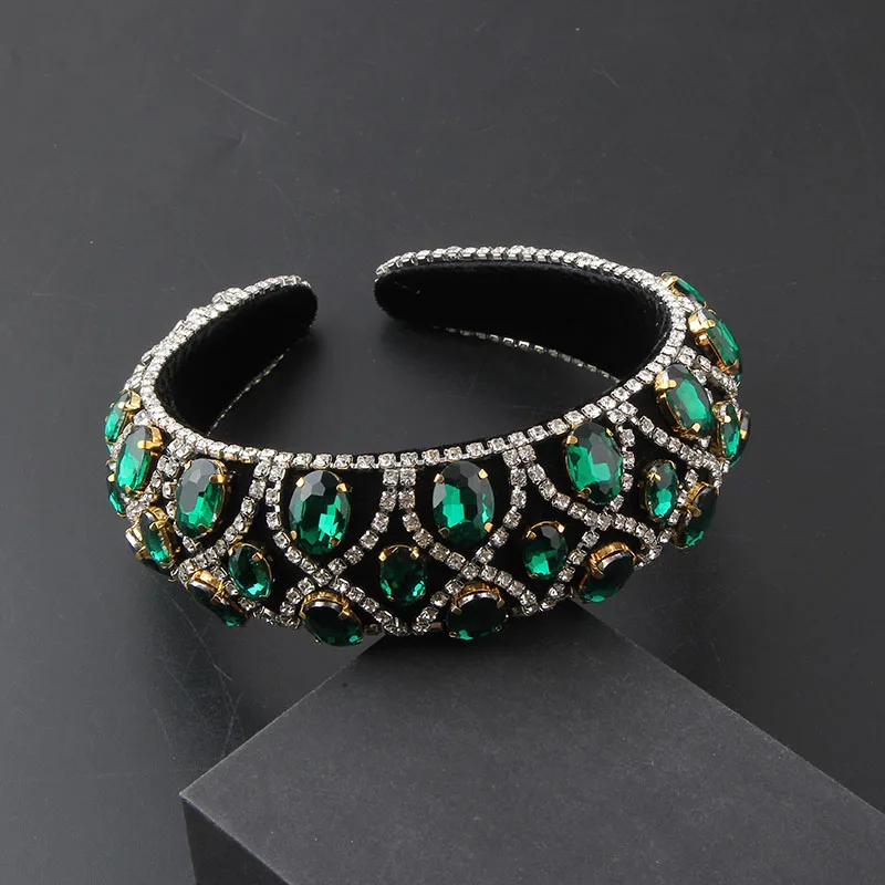 Headwear New Baroque Wide Sponge Set Rhinestone Geometric Hair Hoop Ladies Light Luxury Beautiful Hair Accessories Women 855