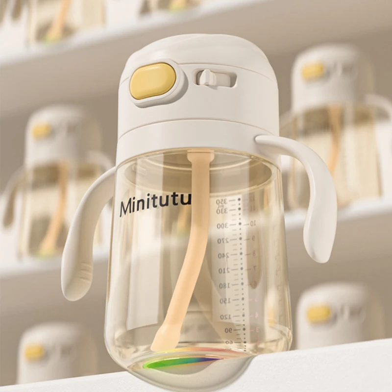 Minitutu Rainbow Bottom Large Caliber Flip Bounce PPSU Bottle 350mL, suitable for babies over 12 months old
