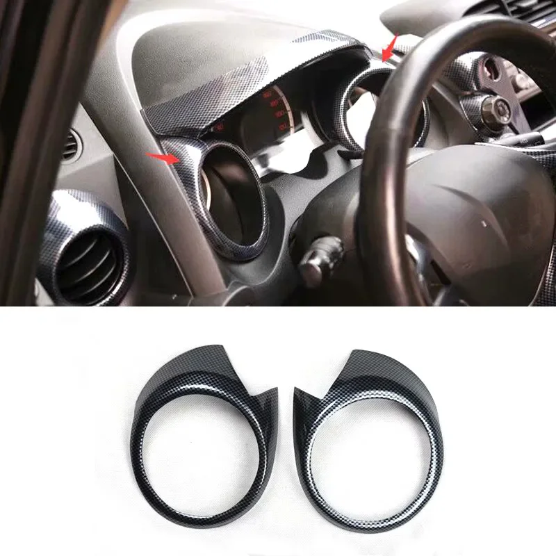 2Pcs/set Car Accessories For Honda FIT 2008-2013 Car Dashboard Instrument Decor Ring Stickers Car Styling ABS Carbon Fiber Style